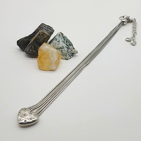 Brighton "Stellar Heart" Multi-Chain Heart Charm Necklace w Crystal Details! - Picture 5 of 10